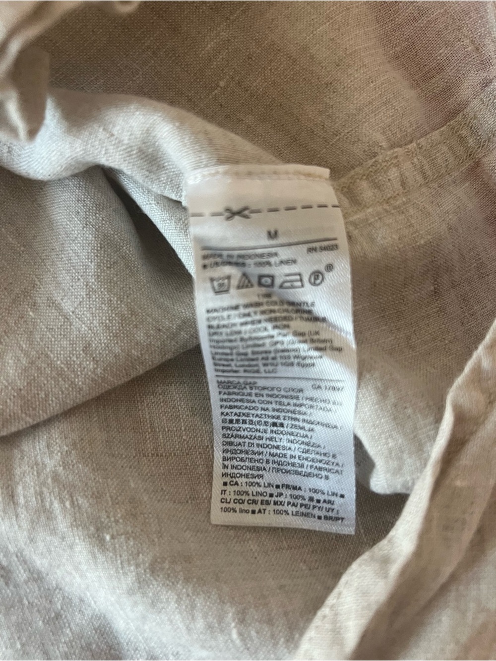 GAP Boyfriend Fit 100% Linen Button Down Shirt M Neutral Beige - Picture 9 of 9